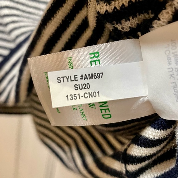J. Crew Shoulder Button Merino Wool Sweater in Navy and Cream Stripe Size Small - Picture 8 of 11